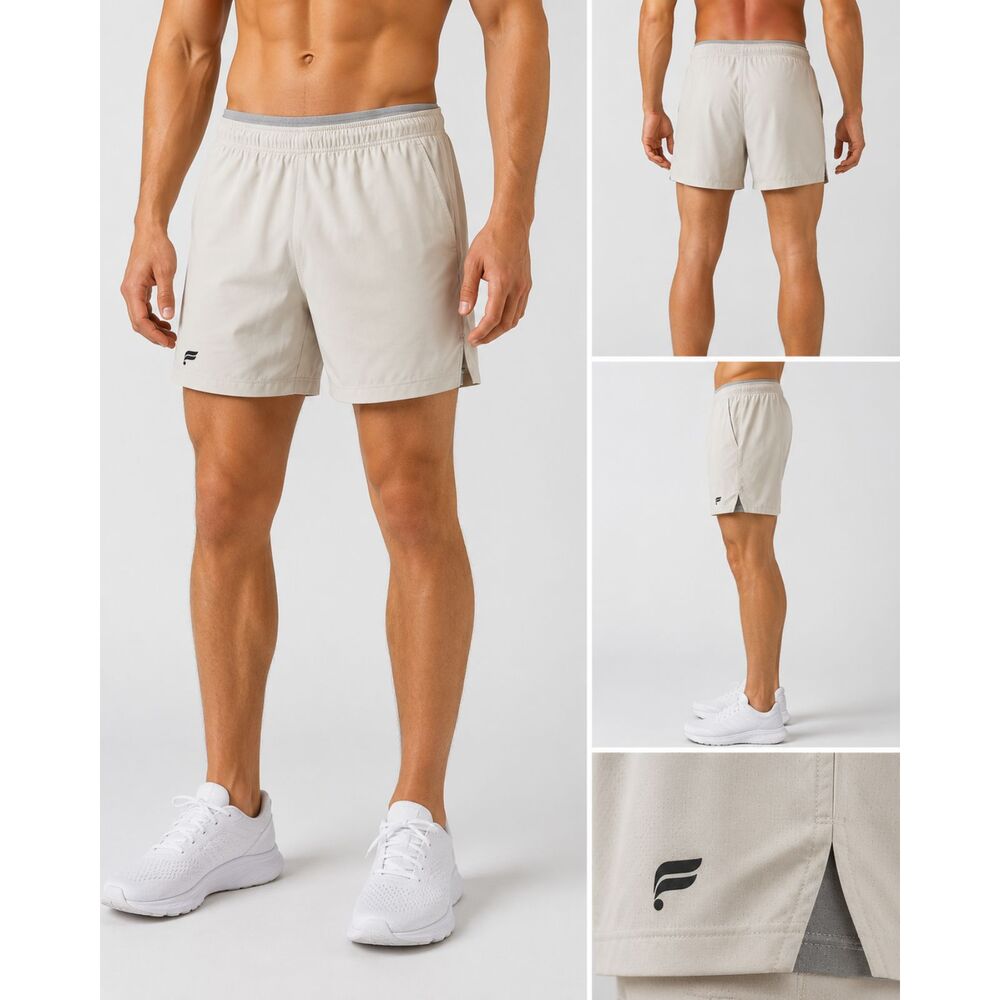Fabletics Men's Size L White Lined Athletic Shorts Elastic Waist